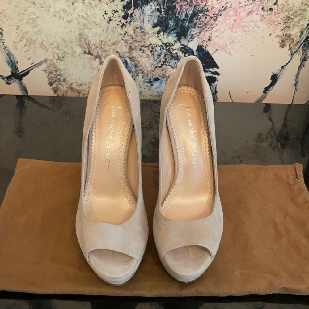 Jean-Michel Cazabat beige suede platform sz 7